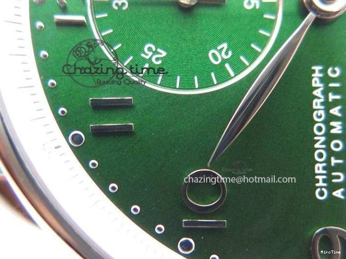 MIROTIME 1228 Versatile Portuguese 40mm Chrono SS Green Dial On Green Leather Strap A 7380